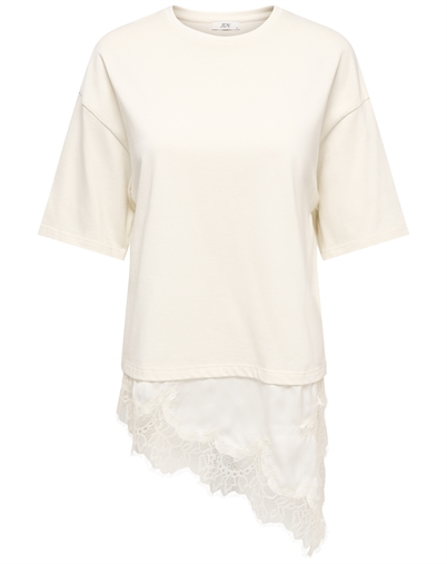 JDY - JDYAlma Lace Detail T-Shirt - Egret